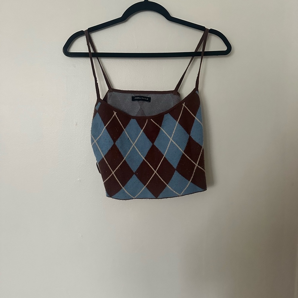 Kendall & Kylie Brown and Blue Argyle Camisole